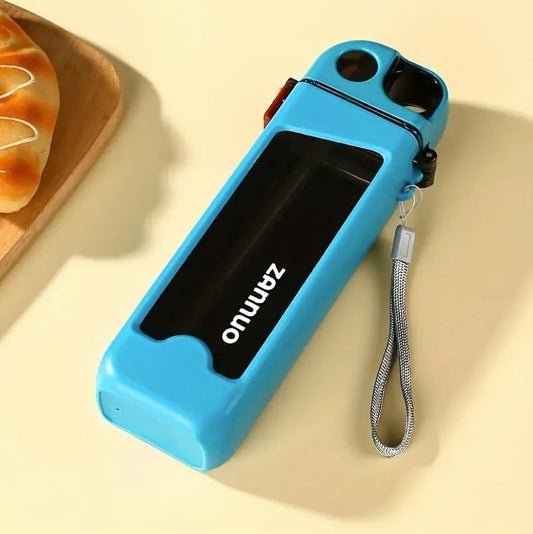 350ml Square Leakproof Sports Water Bottle - BPA-Free Portable Plastic Flat Bottle