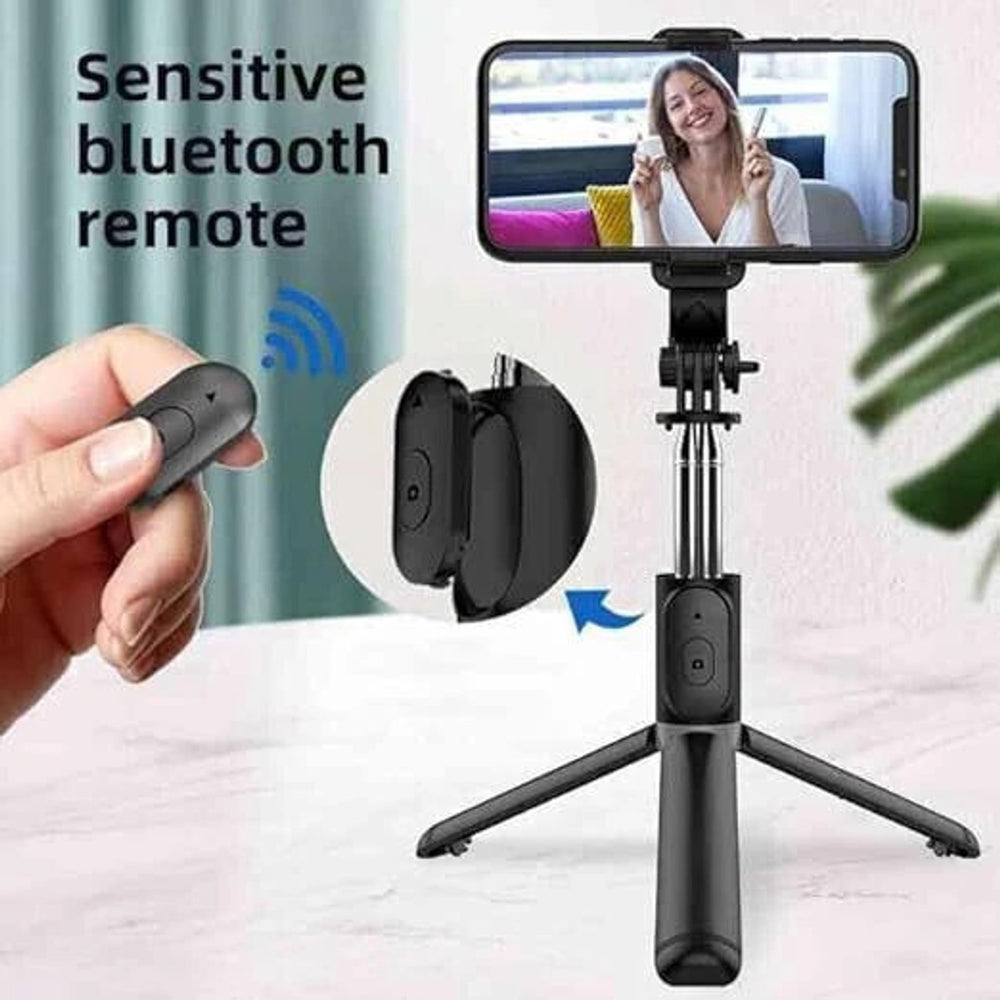 Q07 3-in-1 Bluetooth Selfie Stick Tripod with Integrated LED Fill Light – Wireless Remote Control, 360° Rotation, Foldable & Extendable Monopod for All Smartphones