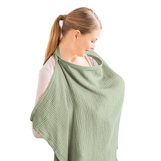 Nursing Cover for Breastfeeding – Soft, Breathable Feeding Apron for Nursing Moms – Baby Privacy Cover for Public Feeding – Must-Have Essentials for New Mothers – Lightweight & Stylish Design (GREEN)