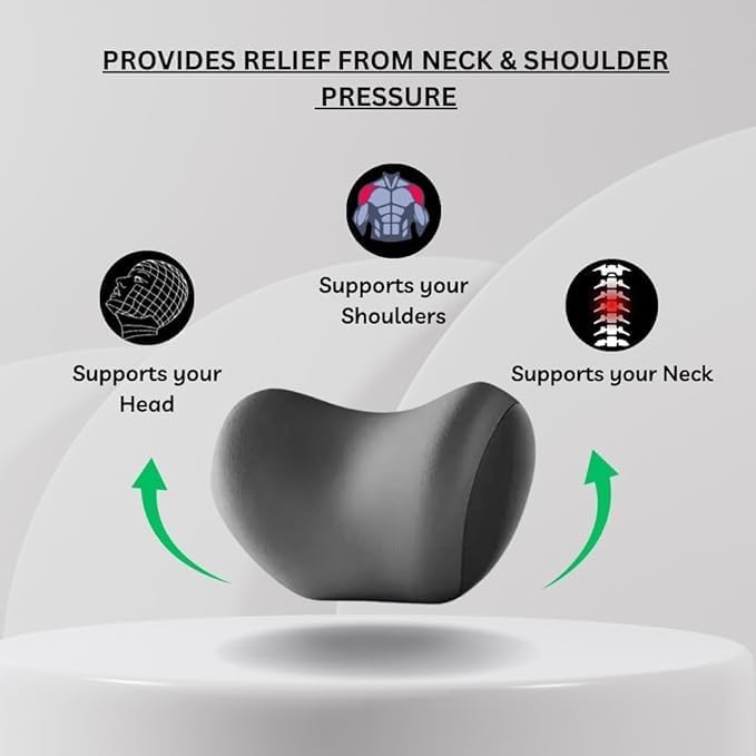 Car Neck Pillow,Neck Pain Relief for Long Drive Car Seat Back Head Rest Memory Foam Pillow for Driving with Adjustable Strap,and Breathable Removable Cover
