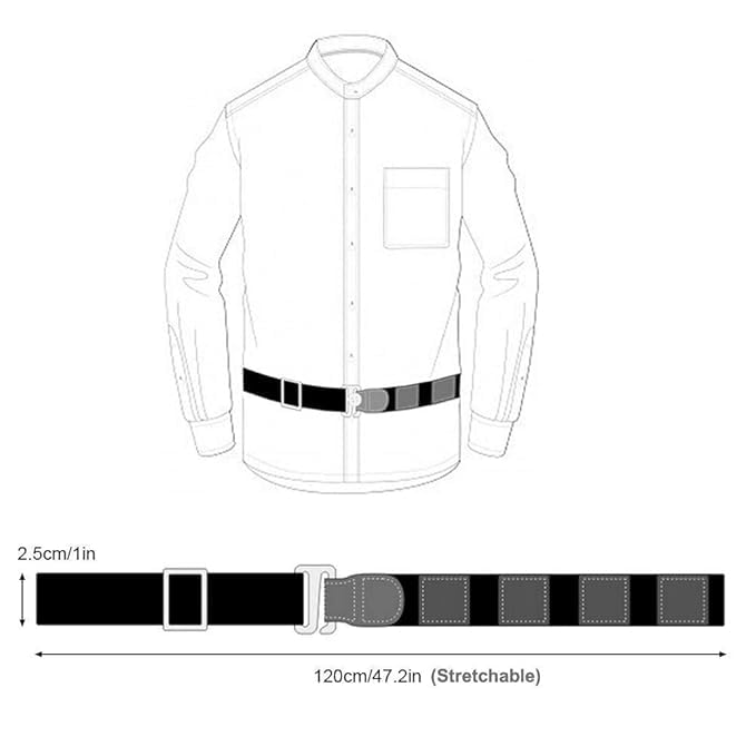 Advanced Tucker Shirt Stay Tuck in Adjustable Belt For Men And Women | Formal, Garter Elastic Strecheable Belt (Black)
