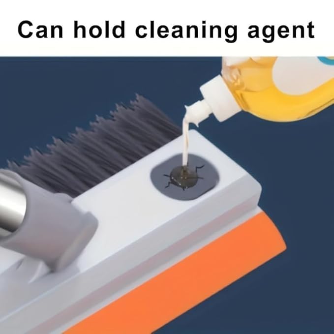 3 in 1 Bathroom Cleaning Brush with Wiper, Long Handle Floor Scrub Brush for Bathroom & Toilet, 180° Rotating Tile Cleaning Brush, Multifunction Floor Scrubber Tool with Foldable Handle
