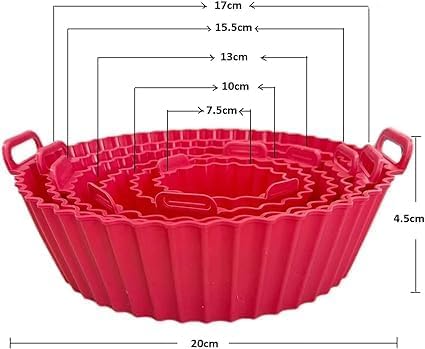 6 pcs. Reusable Air Fryer Silicone Pot Liners | Non-Stick Heat-Resistant Basket Baking Trays | Airfryer Oven Accessories | Dishwasher Safe | Multicolor | (Pack of 1)
