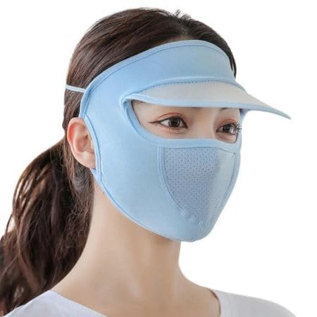 Summer Protection Women’s Cap Mask – UV Sun Protection, Foldable Scarf & Face Cover with Ice Silk Material, Breathable Sunscreen Shield for Outdoor Cycling & Activities, Multicolour
