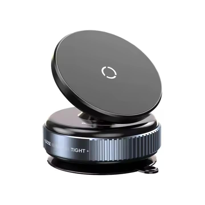 K009 360° Rotating Magnetic Phone Holder for Car – Universal Suction Cup Mount, Hands-Free Mobile Stand for Car, Gym, Shower, Mirror, Compatible with All Smartphones and Mobile - Black