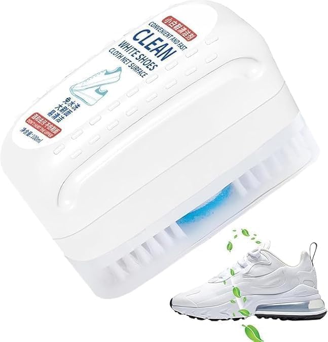 2-in-1 White Shoe Cleaner Kit | Convenient No-Scrub Cleaning Brush for Sneakers, Sports Shoes & Cloth Surfaces | Quick Stain Remover, Travel-Friendly Shoe Care Accessory (1)