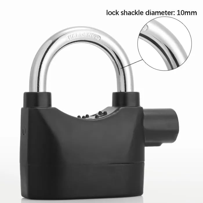 Alarm Security Lock with Motion Sensor Siren and 3 Keys, Metallic Finish for Home Safety Anti Theft System for Home, Office Door and Bikes (Motion Sensing Siren Locks, Metal, Black)