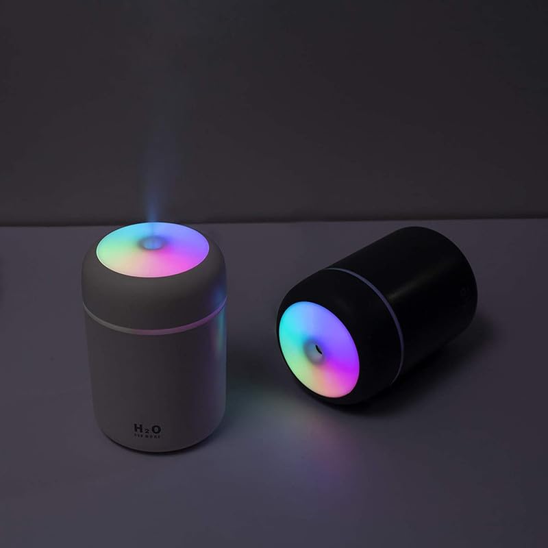 Humidifier With Colorful Light For Room, Bedroom, Office, Car (Grey), 300 ML