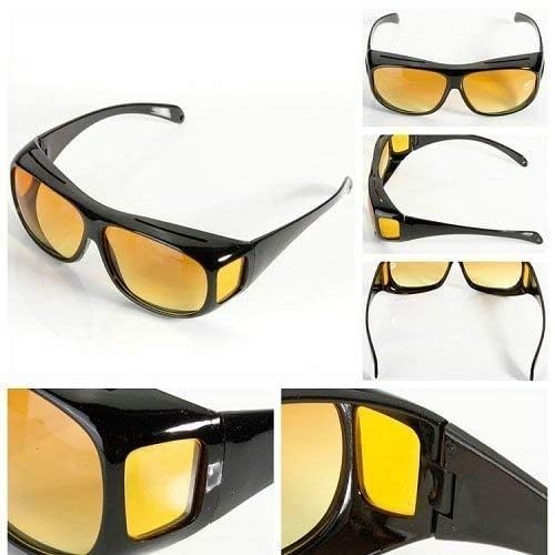 HD Vision Day & Night Unisex Goggles Anti-Glare Polarized Sunglasses Men/Women Driving Glasses UV Protection All Bikes&Car-Pack of 2 Goggles (Yellow/Black)