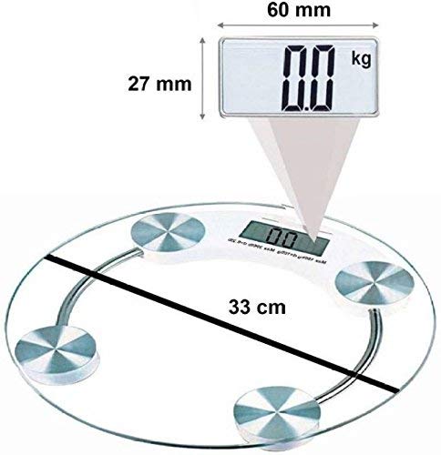 Digital Glass Weight Machine For Body Weight Round Personal Weighing Scale For Home Use Bathroom Weighing Machine (Transparent), 180 Kilograms