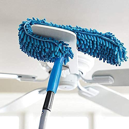 Multipurpose Microfiber Flexible with Expandable Rod for Dust Cleaning Fan Cleaner Brush with Long Rod Flexible Mop Duster for Cleaning of Home, Kitchen, Car, Ceiling-Blue, 68 cm