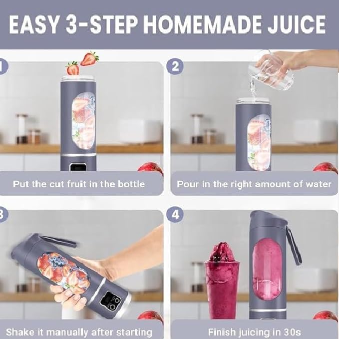 Portable JuicerBlender Electric Juicers Fruit Mixers USB Rechargeable Smoothie Mini Blender Personal Juicer 10 Blades 3 Gears With 1500 Mah Rechargeable Battery-Smoothie Juicer