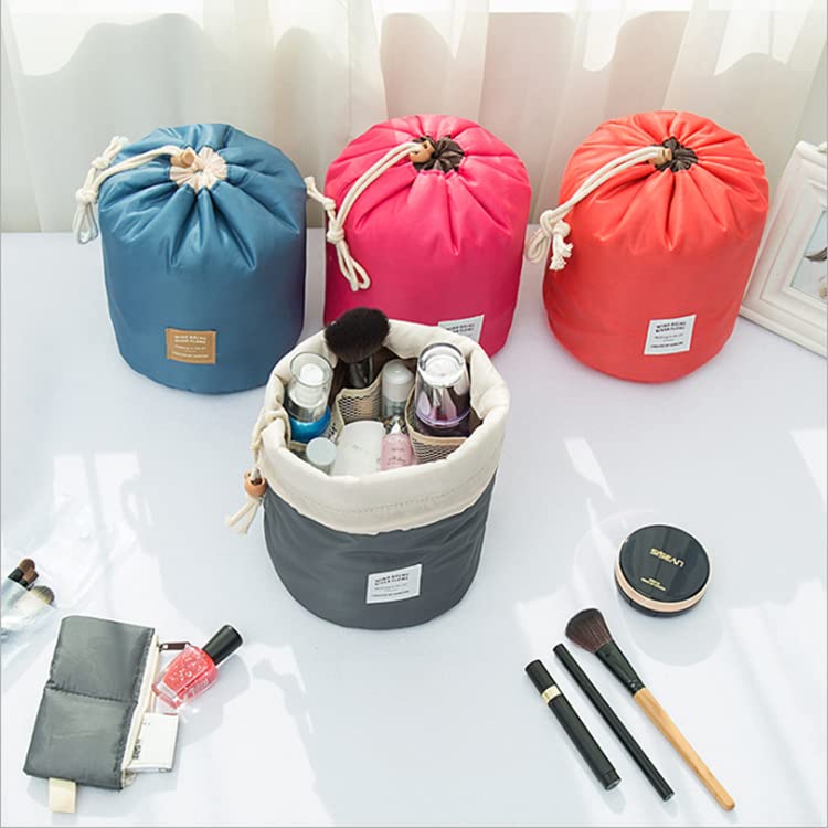 Bucket Barrel Shaped Cosmetic Bag | Toiletry Bags | Round Makeup Pouch for Girls and Women (Multi Color)