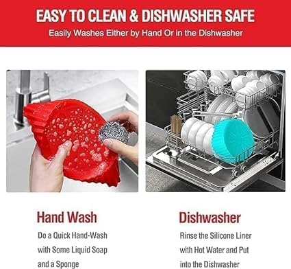 6 pcs. Reusable Air Fryer Silicone Pot Liners | Non-Stick Heat-Resistant Basket Baking Trays | Airfryer Oven Accessories | Dishwasher Safe | Multicolor | (Pack of 1)