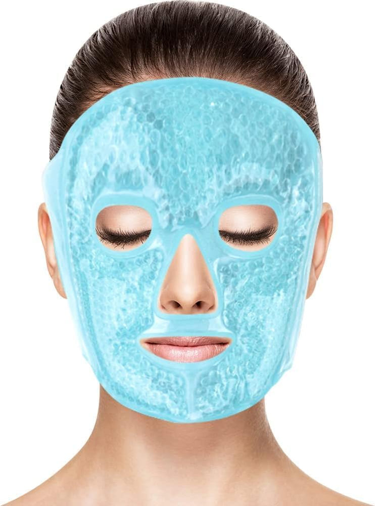 Ice Gel Face Mask Hot & Cold Reusable Full Face Pack for Puffy Eyes, Dark Circles, Headache, Skin Care Cooling Facial Gel Mask for Men & Women