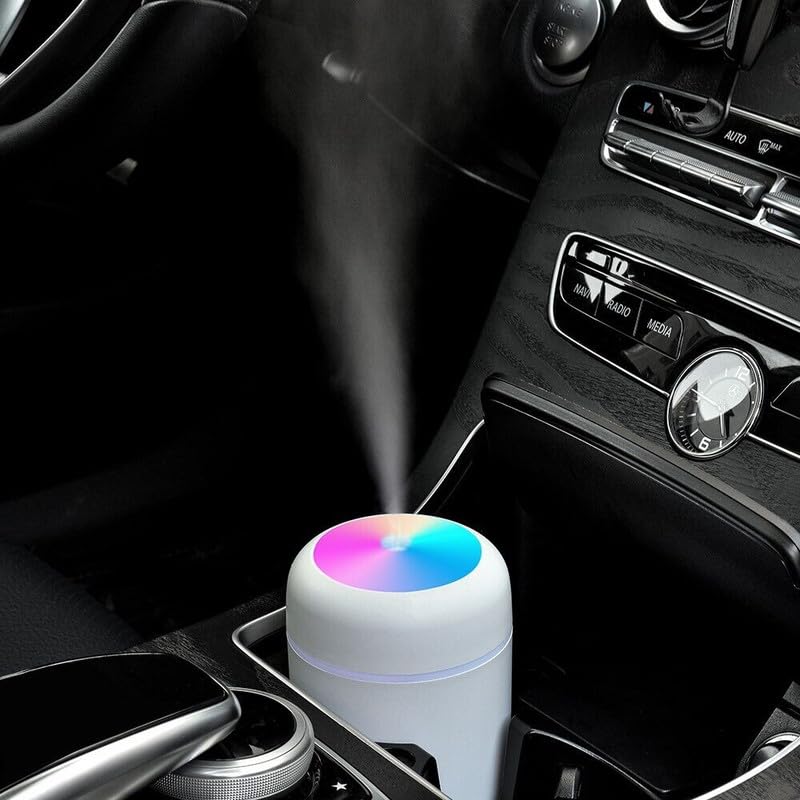 Humidifier With Colorful Light For Room, Bedroom, Office, Car (Grey), 300 ML