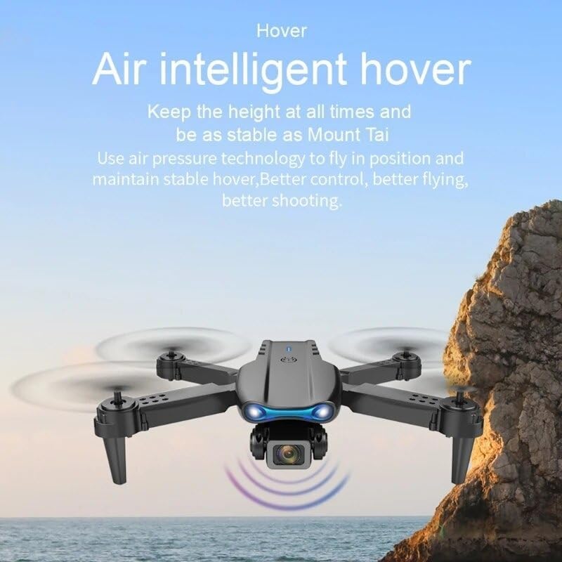 E88 Pro Mini Drone with Dual HD Camera, 4K Wide Angle WiFi FPV Foldable RC Quadcopter, Altitude Hold & One-Key Return for Beginners (Grey)