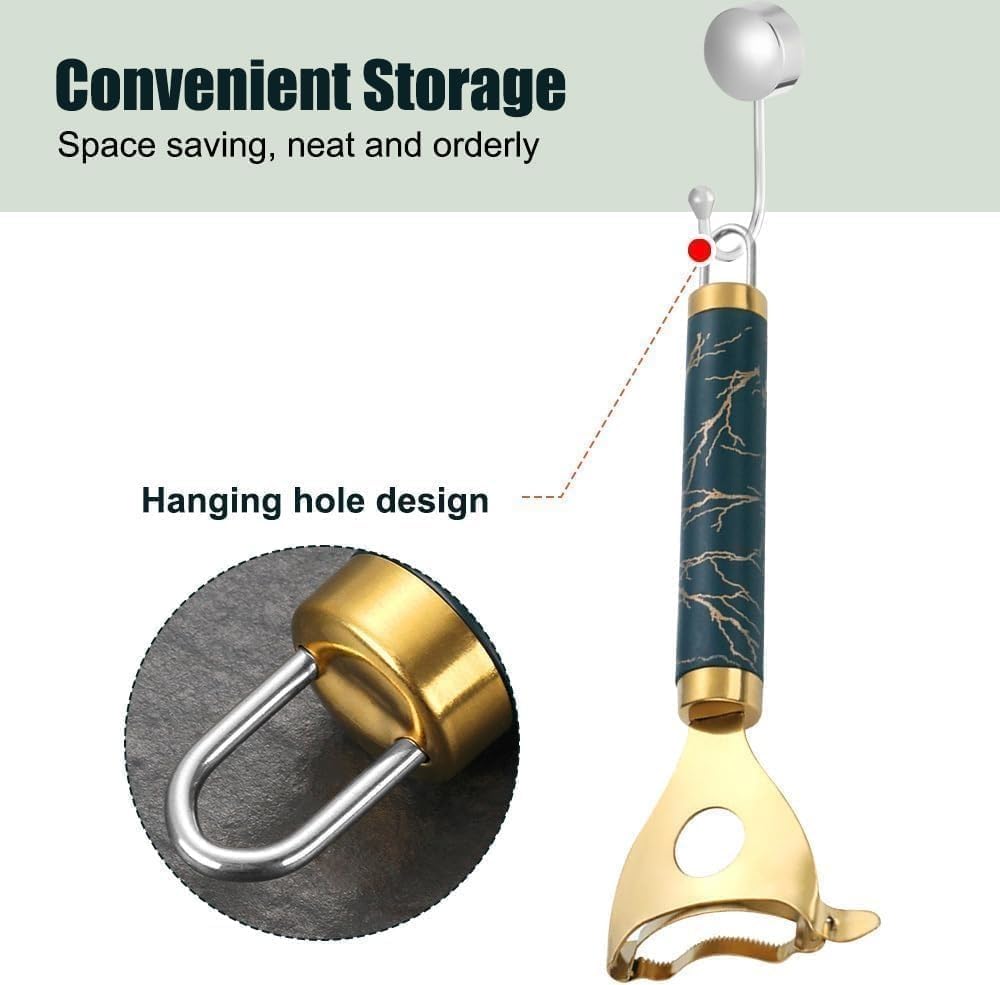 Gold Corn Peeler | Stainless Steel Corn Kernel Remover |Makai Quick & Easy Handheld Corn Cutter | Durable & Sharp Cob Stripper | Kitchen Essential for Effortless Corn Peeling