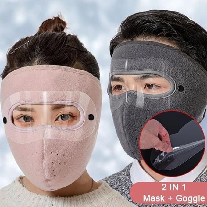 Unisex Full Face Mask Windproof and Sun Protection Washable Mask Warm Anti Fog Removable Eye Protection Screen Summer Keep Goggles Cycling and Bike Mask for Women and Men[ Black]