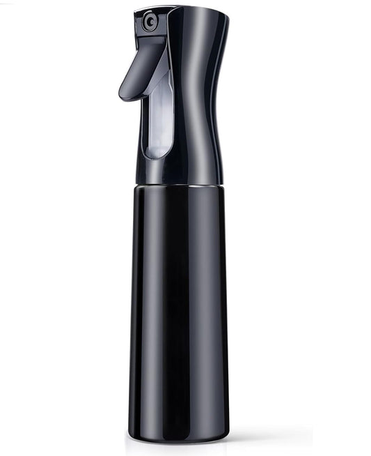 Plastic Hair Spray Bottle Continuous Water Mister, Refillable Empty Mist Water Sprayer Bottle Mist Trigger Sprayer for Taming Hair in Morning - 300ml, Black