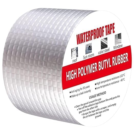 2 inch 5 Meter, Waterproof Leakage Repair Tape – Aluminum Foil Buty Tape for Roof, Pipe, Wall, Gutter, Car, and Water Tank Leakage Sealing & Waterproofing silver