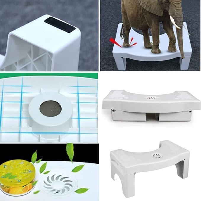 Folding Toilet Stool for Bathroom, Non Slip Squat Stool for Western Toilet, Plastic Foot Rest Stool for Adults, Compact Squatting Toilet Step (Multicolor)
