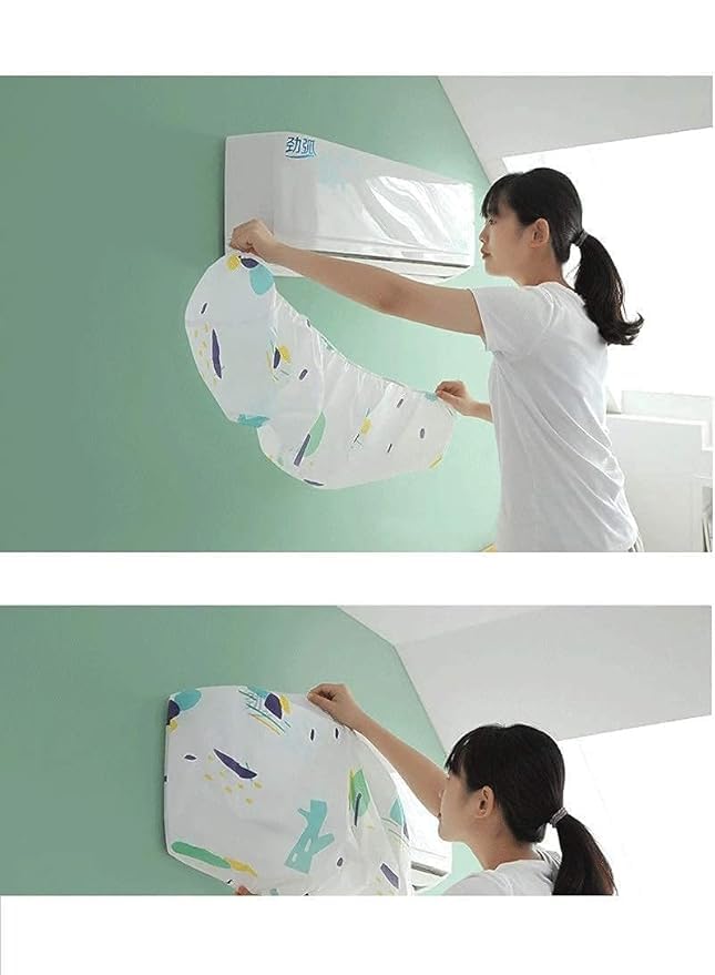 Air Conditioner Cover for 1.5 & 2 Ton Split AC | Dustproof Waterproof Stretchable AC Cover with Elastic | Folding Adjustable Protective Cover for All Company Models 110 x 33 x 31 CM Multicolour.