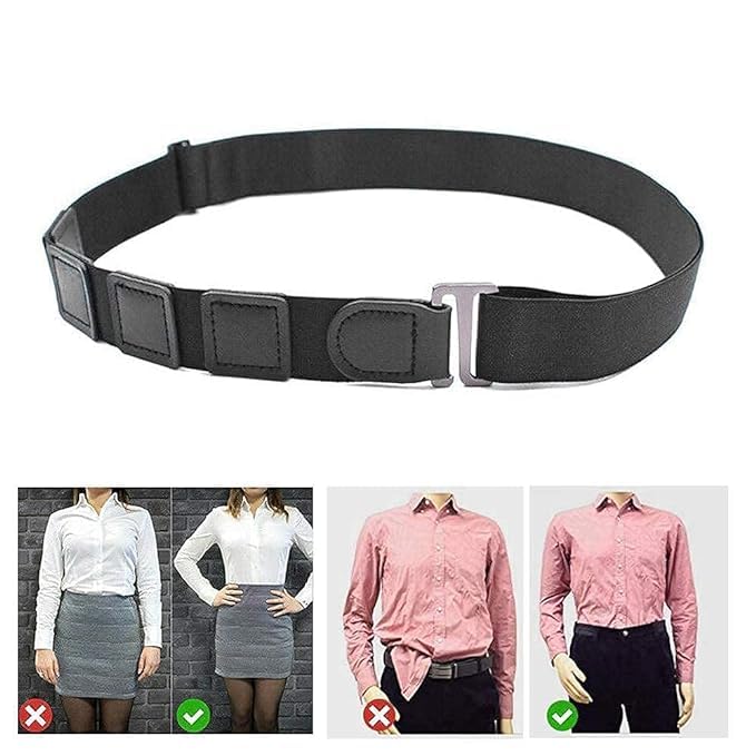Advanced Tucker Shirt Stay Tuck in Adjustable Belt For Men And Women | Formal, Garter Elastic Strecheable Belt (Black)