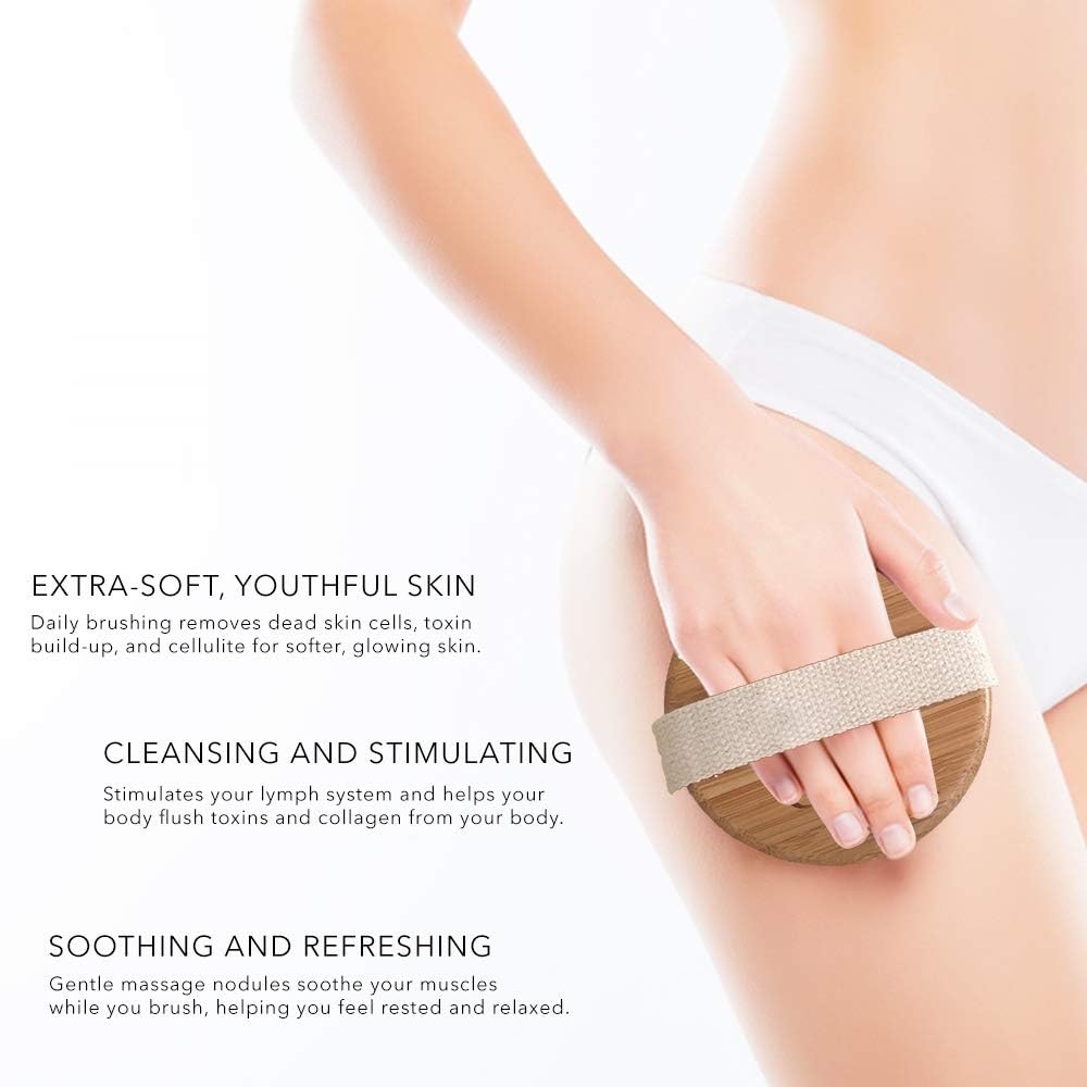 Dry Brushing Body Brush Exfoliating Body Scrubber Wooden Shower Brush Body Exfoliator Dry Brush Bath Brush for Cellulite and Lymphatic, Improve Circulation, Stop Ingrown Hairs