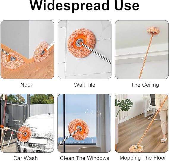 360° Rotatable Triangle Microfiber Mop – Adjustable Handle, Coral Velvet Mop Head for Floor & Wall Cleaning – Household Dust & Dirt Remova