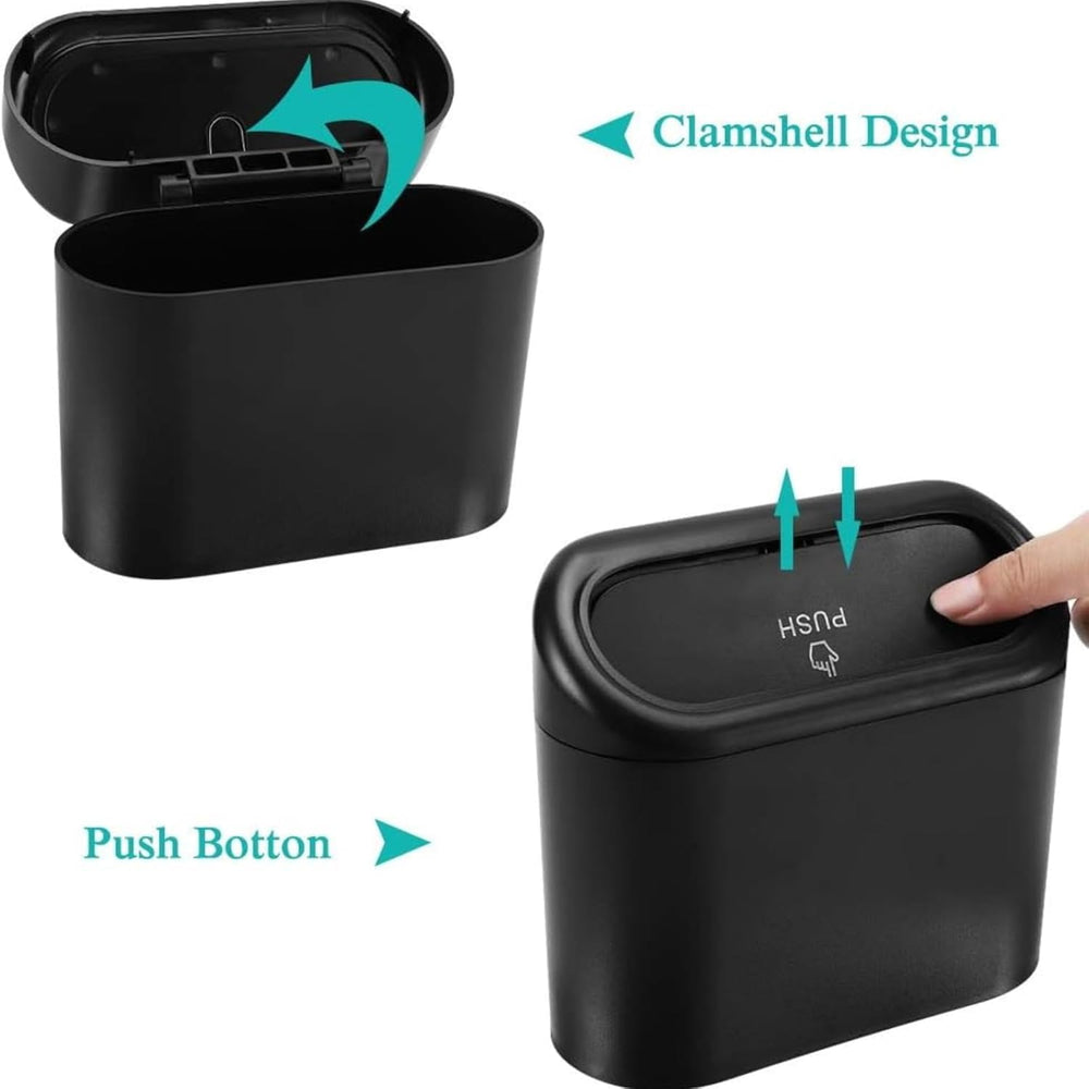 Car Trash Can with Lid – Mini Car Dustbin Hanging Auto Garbage Bin Holder for Car Interior, SUV, Office & Home (Black, Pack of 1)