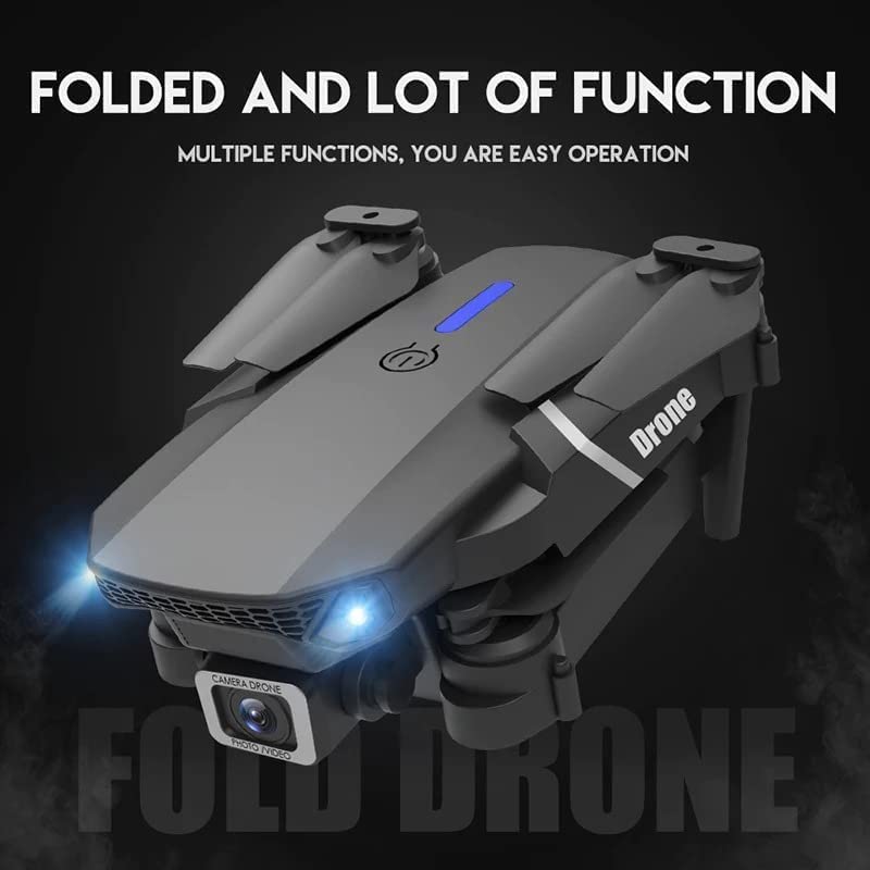 E88 Pro Mini Drone with Dual HD Camera, 4K Wide Angle WiFi FPV Foldable RC Quadcopter, Altitude Hold & One-Key Return for Beginners (Grey)