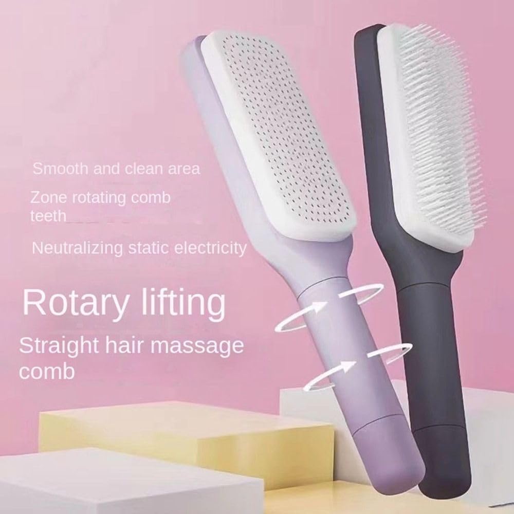 4-in-1 Self-Cleaning Hairbrush – Anti-Static Massage Comb for Tangle-Free, Smooth Hair – Perfect for Adults & Kids