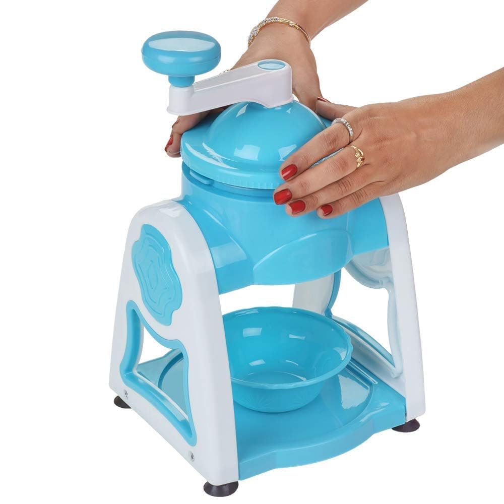 Manual Ice Gola Maker Machine with Sharp Blades, Ice Crusher, Snow Grinder, 3 Bowls, 1 Glass, 6 Sticks, and 1 Serving Dish – Ideal for Making Baraf Ka Gola, Slush, and Shaved Ice Treats