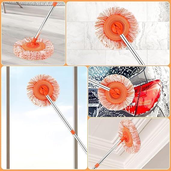 360° Rotatable Triangle Microfiber Mop – Adjustable Handle, Coral Velvet Mop Head for Floor & Wall Cleaning – Household Dust & Dirt Remova