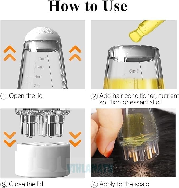 Hair Oil Applicator Comb,Smooth Root Comb Applicator Bottle For Scalp Oil,Anti Hair Loss Lotion Dispenser,Anti-Leak,6Ml Scale Control,Salon Care,Oily/Greasy Hair,Transparent-(Pack Of 1)