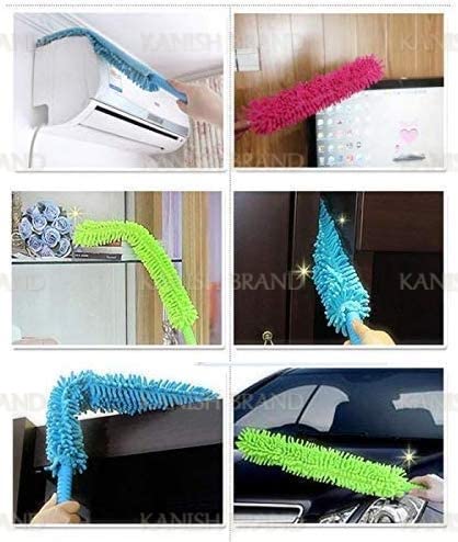 Multipurpose Microfiber Flexible with Expandable Rod for Dust Cleaning Fan Cleaner Brush with Long Rod Flexible Mop Duster for Cleaning of Home, Kitchen, Car, Ceiling-Blue, 68 cm
