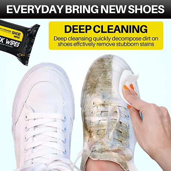 Natural Sneaker & Shoe Cleaner Wipes (Pack of 80) – Portable Disposable Wipes for Quick Stain Removal