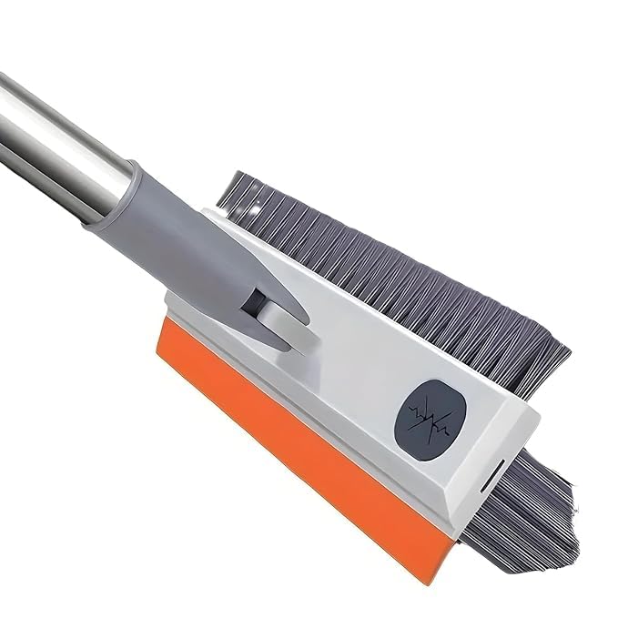 3 in 1 Bathroom Cleaning Brush with Wiper, Long Handle Floor Scrub Brush for Bathroom & Toilet, 180° Rotating Tile Cleaning Brush, Multifunction Floor Scrubber Tool with Foldable Handle