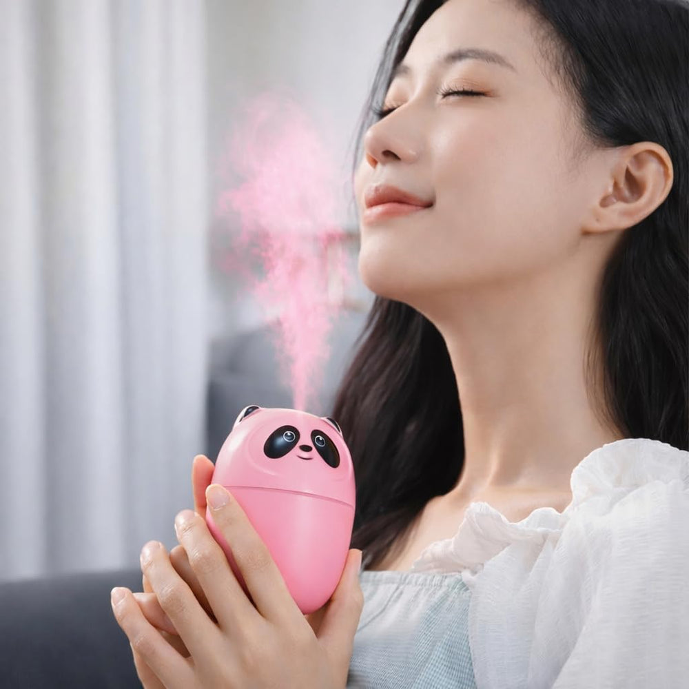Panda Cool Mist Humidifier & Essential Oil Aroma Diffuser – Ultrasonic Quiet Air Humidifier for Room, Office, Car & Baby | Portable Moisture & Relaxing Night Light for Home (Panda) Multicolor