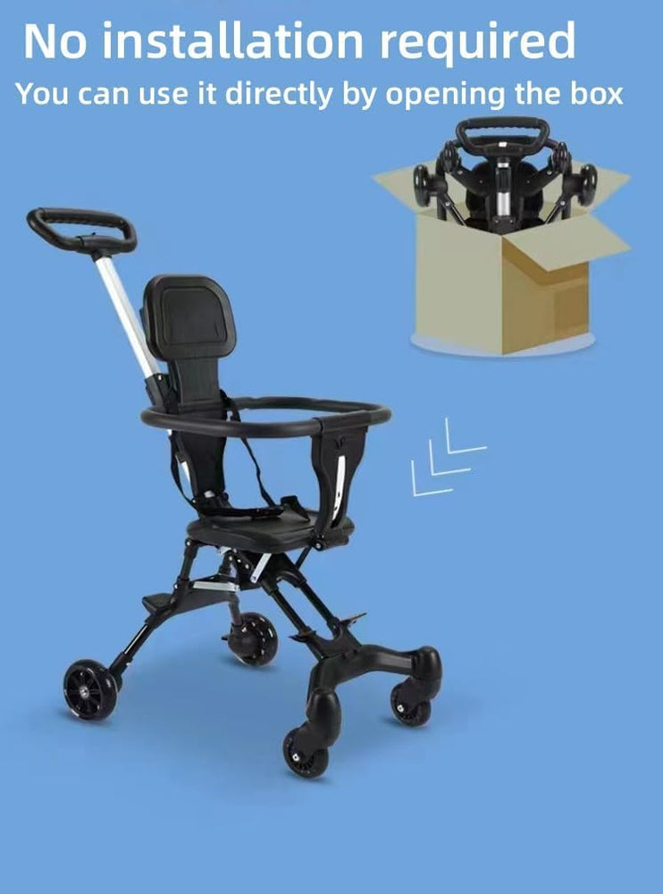 Baby Travel Stroller, Lightweight 2.7 kg, Portable Compact Umbrella Stroller for Toddler, Airplane Travel, Removable Seat, Black, 25 kg Capacity