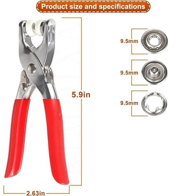 Premium Snap Button Fastener Kit with Pliers Tool (100 Sets) – Metal Press Stud Buttons for Clothes, Leather, Bags, DIY Craft – Stainless Steel Snap Kit with Storage Box (Pack of 1)