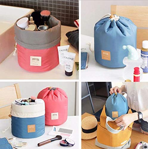 Bucket Barrel Shaped Cosmetic Bag | Toiletry Bags | Round Makeup Pouch for Girls and Women (Multi Color)