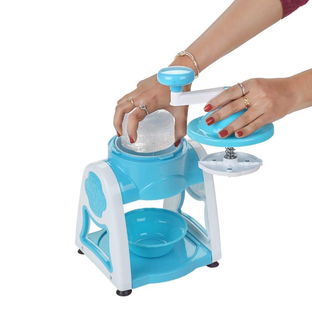 Manual Ice Gola Maker Machine with Sharp Blades, Ice Crusher, Snow Grinder, 3 Bowls, 1 Glass, 6 Sticks, and 1 Serving Dish – Ideal for Making Baraf Ka Gola, Slush, and Shaved Ice Treats