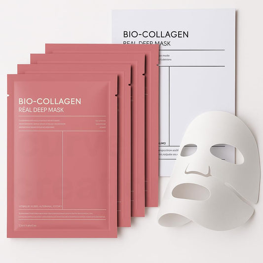 Bio Collagen Deep Collagen Night Mask Hydrating Overnight Hydrogel Korean Glass Skin Mask For Deep Hydration Wrapping Peel Off Facial Mask Pack (Pack of 4)