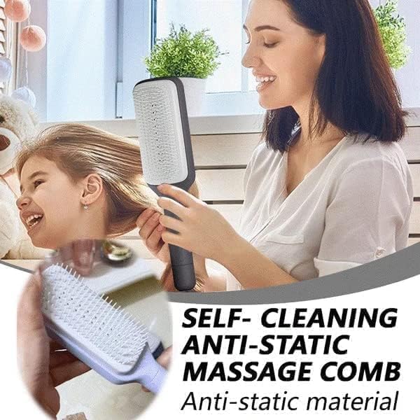 4-in-1 Self-Cleaning Hairbrush – Anti-Static Massage Comb for Tangle-Free, Smooth Hair – Perfect for Adults & Kids