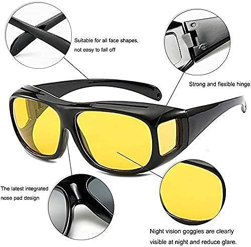 HD Vision Day & Night Unisex Goggles Anti-Glare Polarized Sunglasses Men/Women Driving Glasses UV Protection All Bikes&Car-Pack of 2 Goggles (Yellow/Black)