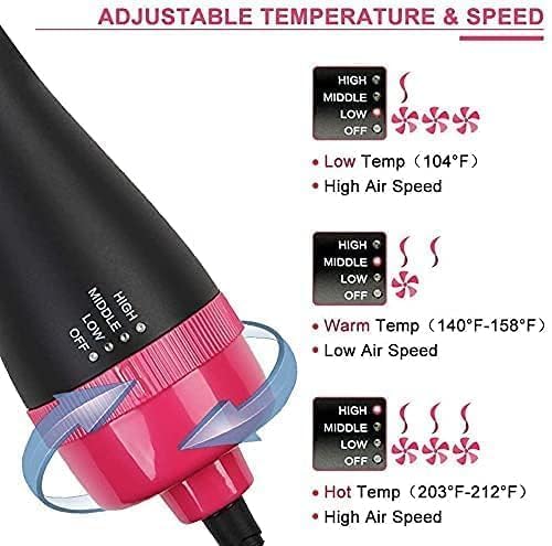 One Step Hot Air Brush 4 in 1 Hair Dryer Brush, One Step Hair Dryer & Volumizer with Ceramic Ionic Technology, 3 Heat Settings Blow Dryer Brush for Straightening Curling and Styling Hair