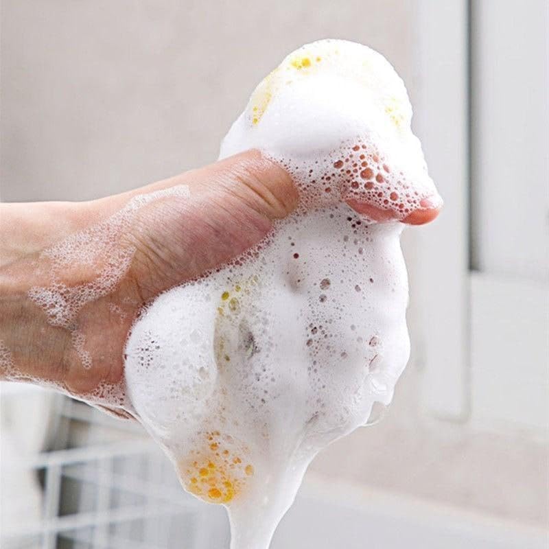 Non-Scratch Steel Wire Dish Scrubber with Soft Sponge, Double-Sided Round Cleaning Pad for Utensils, Plates, Pots, Kitchen Sink & Cookware (Pack of 5)