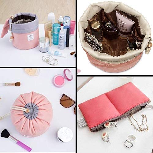 Bucket Barrel Shaped Cosmetic Bag | Toiletry Bags | Round Makeup Pouch for Girls and Women (Multi Color)